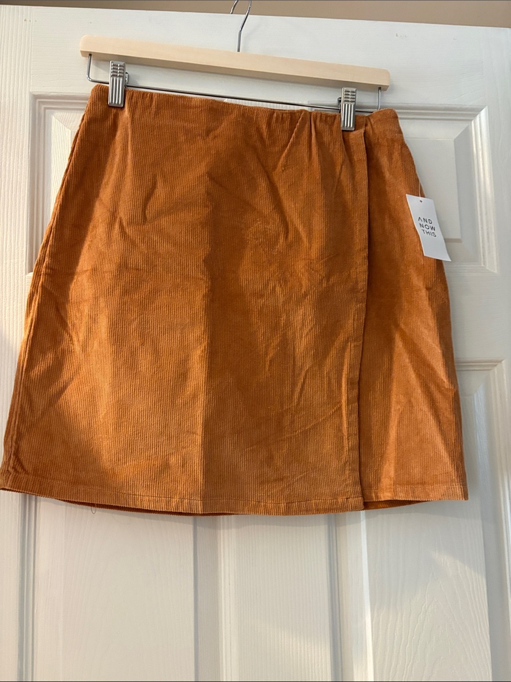 Corduroy Mini Skirt in Amber Orange